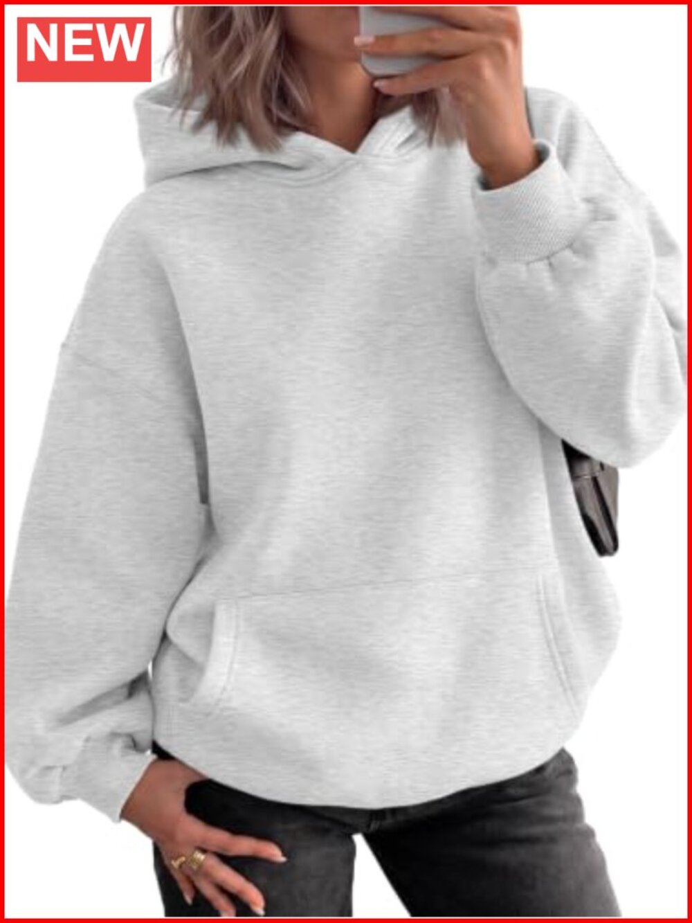 Oversized Microfleece Lined Hoodie Pullover Sweatshirt